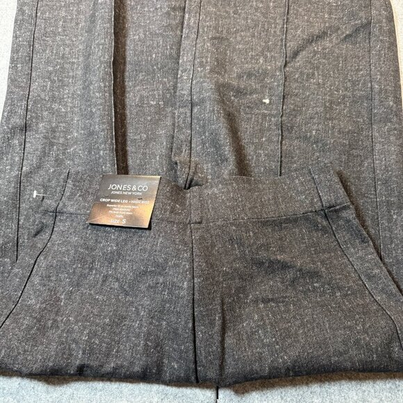 Jones & Co Pants Women Small Black Rayon Stretch Crop Wide Leg High Rise Pull On - Picture 2 of 5